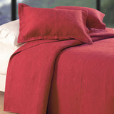 Brick Red Quilted Cotton Matelasse Quilt - Brick Red